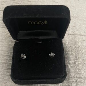 Black diamond Stud Earrings on white gold
